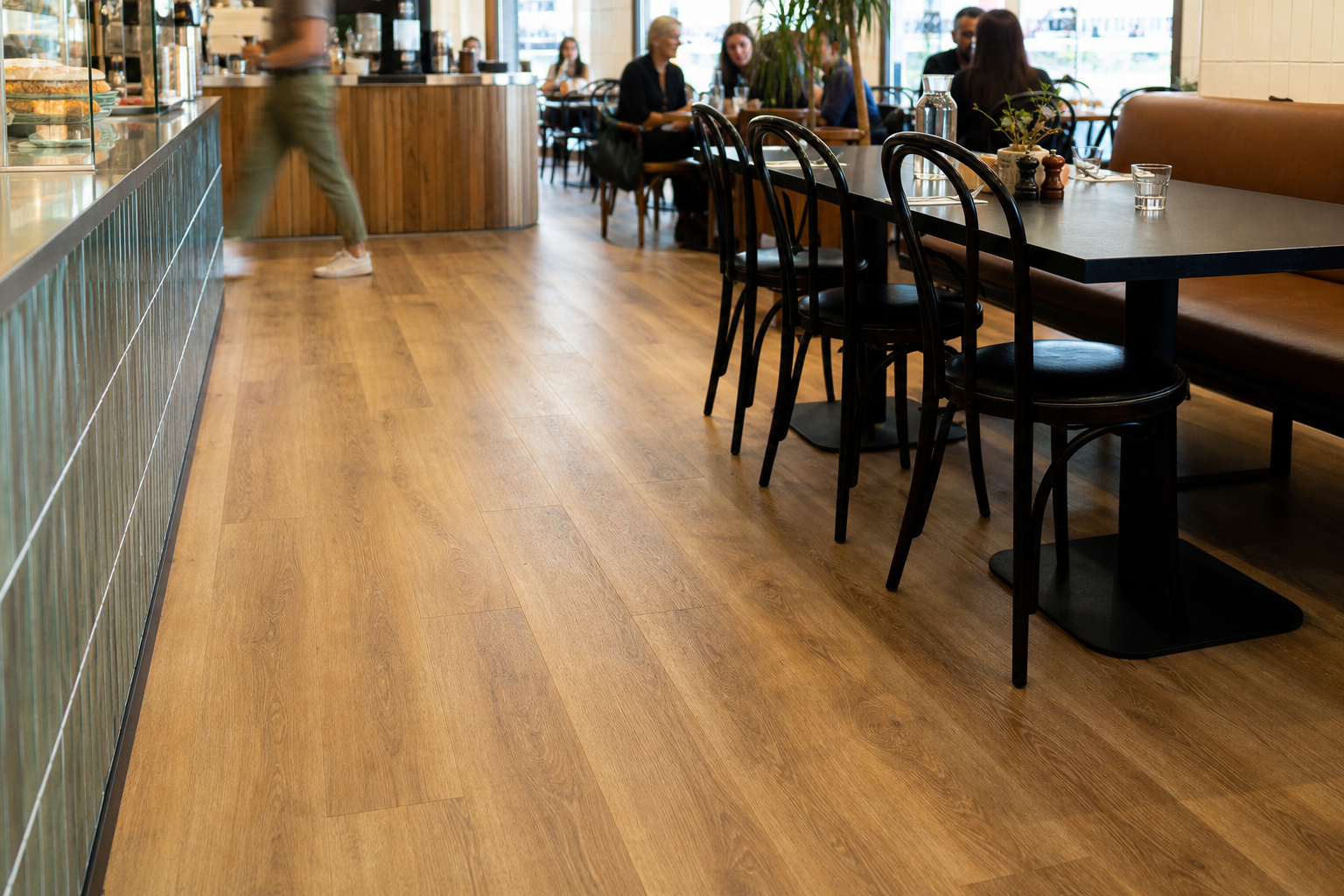 Finished café timber floor ready for service